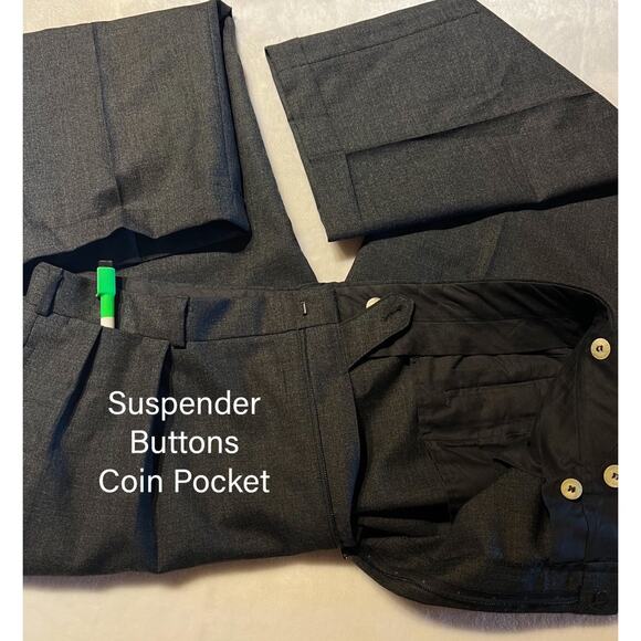 Polo Ralph Lauren Mens 42R 38x29 Charcoal Gray Nailhead Suit - Picture 12 of 16